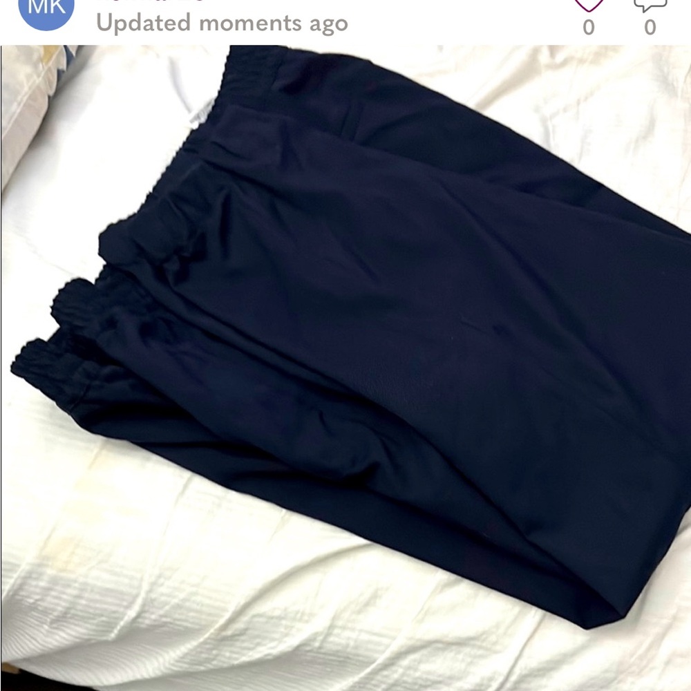 Navy Blue Elastic Waist Pants